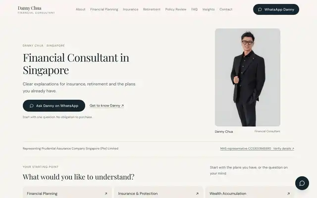 Danny Chua Financial website homepage